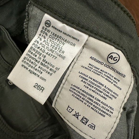 AG ADRIANO GOLDSCHMIED Super Skinny The Legging Ankle Jeans Raw Hem Green - Picture 8 of 11